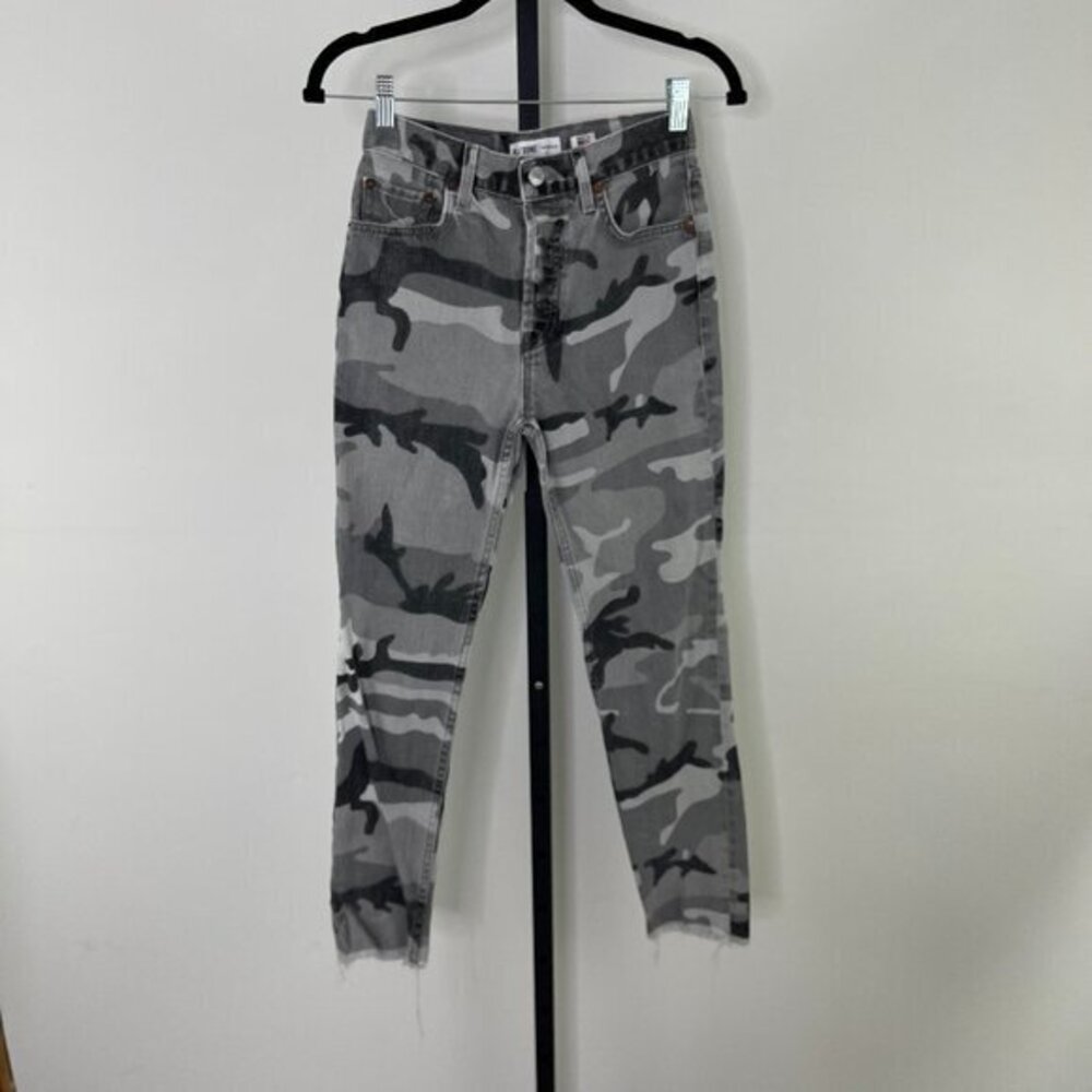 Re/Done Women's Multicolor Camo Stretch High Rise Ankle Skinny Jeans Size 25